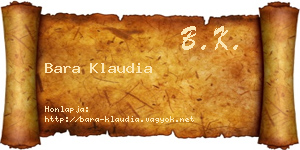 Bara Klaudia névjegykártya